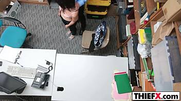 teen 18+ thief penelope reed punished with monster cock blowjob in office