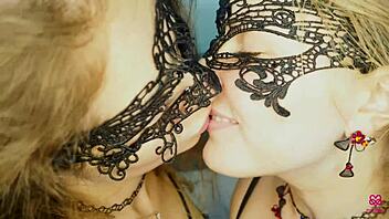 Lesbian kissing with cum sharing and cum facials