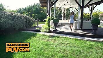 Petite wife loves anal sex outdoors