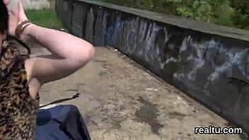 Czech girl seduced and fucked in public anal sex scene