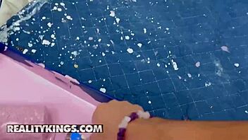 Zerella Skies gets horny seeing Ryder Rey naked and starts masturbating.