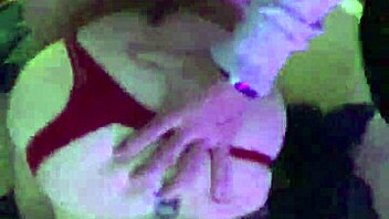 I watch as the little one takes that big cock from behind