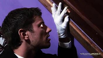 stunning brunette hottie getting her trimmed pussy stuffed in cowgirl and sideways positions