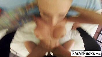 Sarah enjoys a steamy pov massage turning into intense fucking
