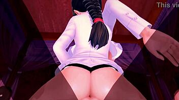 Big-breasted hentai beauty rides cock