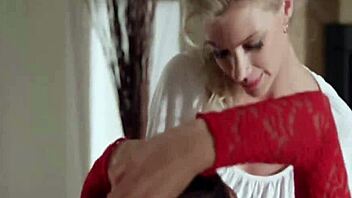 blonde cougar licks pussy with toys