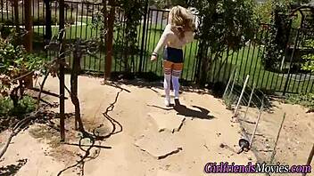HD video of a sexy teen in stockings getting eaten