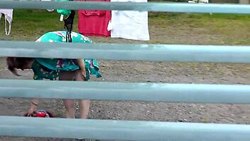 milf caught naked outdoors, husband spying! 😱