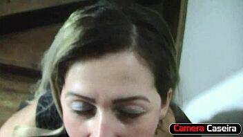 Blonde Mirella Mansur fucks on stairs with cumshot