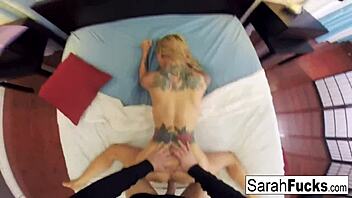 Sarah enjoys a steamy pov massage turning into intense fucking