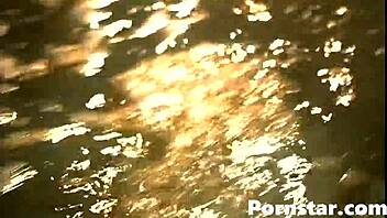 Steamy couple dives into sensual poolside action