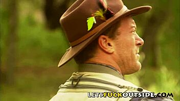 feeling the thrill of outdoor fucking by campfire, petite brunette moans in ecstasy