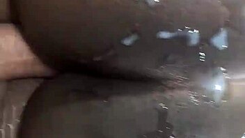 Italian babe gets POV fucked by ebony guy, huge cumshot on her big ass, and he keeps pounding