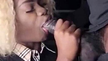 Little 18+ Sucks Big Black Cock Loudly Until Cumshot.