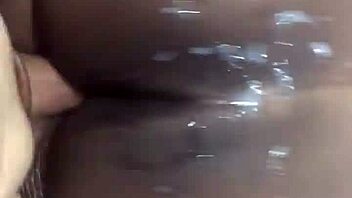 Italian babe gets POV fucked by ebony guy, huge cumshot on her big ass, and he keeps pounding