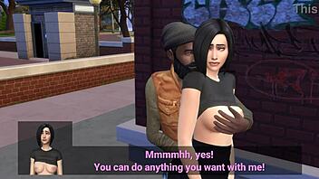 cheating wife with homeless man in front of husband ddsims