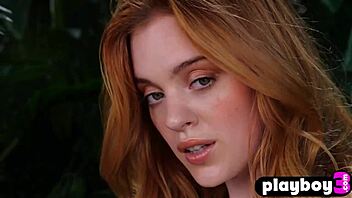 Redhead Celeste Rasmussen's solo striptease