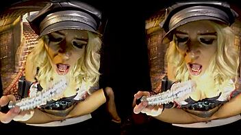 Claudia Mac's Cosplay Warrior Girl Costume and Dildo Masturbation