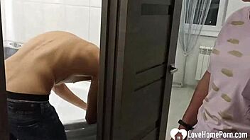 Bathroom repair leads to rough anal sex
