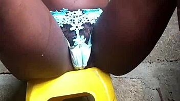 I spank my oiled breasts after a massage, then play with my tight pussy.