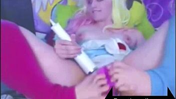 anime teen usin feet to play with vibrator
