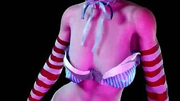 Busty redhead with pigtails dances in animated hentai