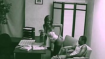 black babe gives blowjob and gets fucked caught on cctv 😏