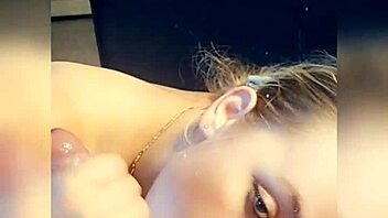 Cute blonde blows a big dick on a Tinder date