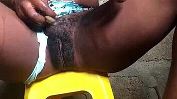 I spank my oiled breasts after a massage, then play with my tight pussy.