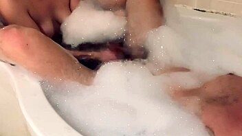 Wife Gives Soapy Handjob in Bath