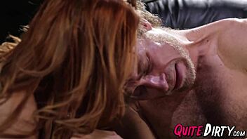 Edyn Blair's natural tits bounce and bob while she moans during a deepthroat