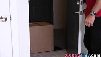 Tattooed petite teen receives facial treatment