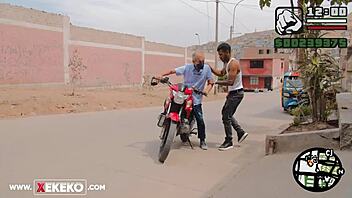 Peruvian Latina Seduces In Street Parody Scene