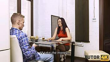 Oh No! The Stud Threatens To Call Police Unless The Fake Tutor Spreads Her Legs Wide!