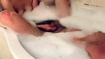 Wife Gives Soapy Handjob in Bath