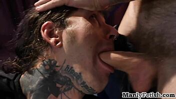 Tattooed Bottom Barebacked by Fishnet Crossdresser Stud  