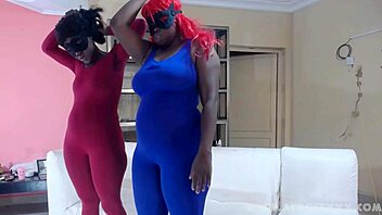 Look at these two hot bbw ebony friends comparing asses and licking pussies!