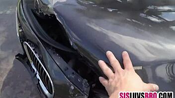 Older Stepbrother Forces Skinny Blonde Teen to Suck Him Off