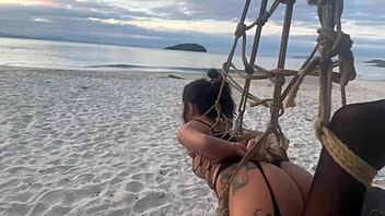 Shibari Mastery at Sunset with Stunning Lari in Bold Rope Play
