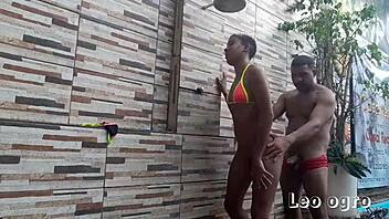 leo ogro pounds rebeca olew by the pool!