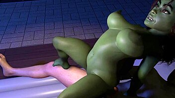 Big-breasted anime girl dominates in reverse cowgirl position