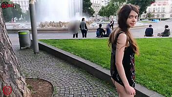 Vagina Fuck with a Brunette Babe's Natural Tits