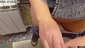 Amateur MILF gets caught in the act of outdoor fucking and receives a cumshot on her panties