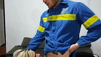 Russah Calls Electrician For Deepthroat Face Fucking With Spitting