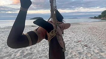 Shibari Mastery at Sunset with Stunning Lari in Bold Rope Play