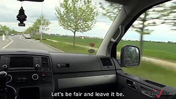 busty brunette lured into van for wild ride