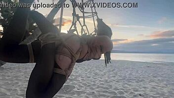 Shibari Mastery at Sunset with Stunning Lari in Bold Rope Play