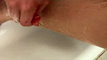 Foot fetish hairy legs shaving in shower