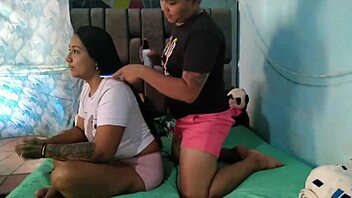 Two Shaved Latinas Kiss and Lick Each Other's Pussies!