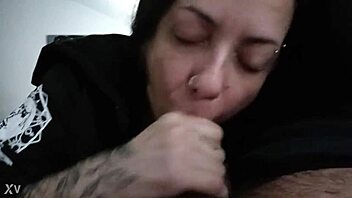 Intense Pleasure From Blowjob Watching Cheesy 70s Porn